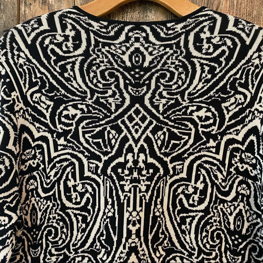 Colette Mordo Sadimara Sz M Black White Jacquard Knit Midi Button Sweater Jacket - Picture 12 of 12